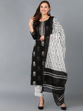 Women Black Cotton Blend Floral Printed-VKSKD1024A